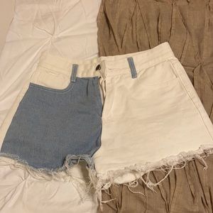 Color block jean shorts!